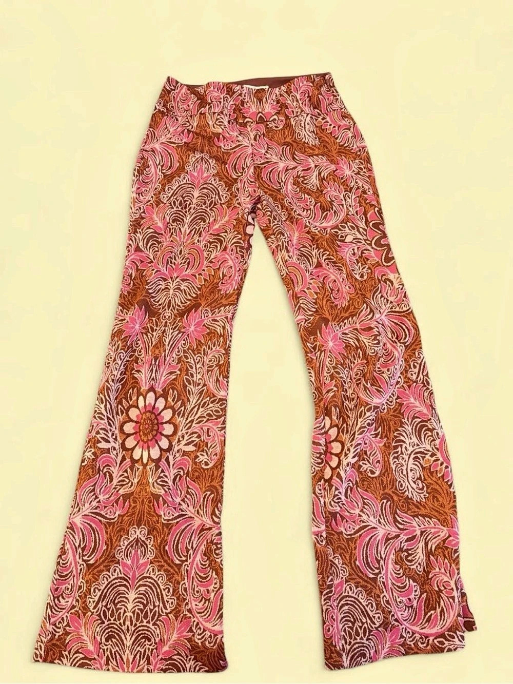 Maeve Floral Paisley Jacquard Flare Pants Size 6